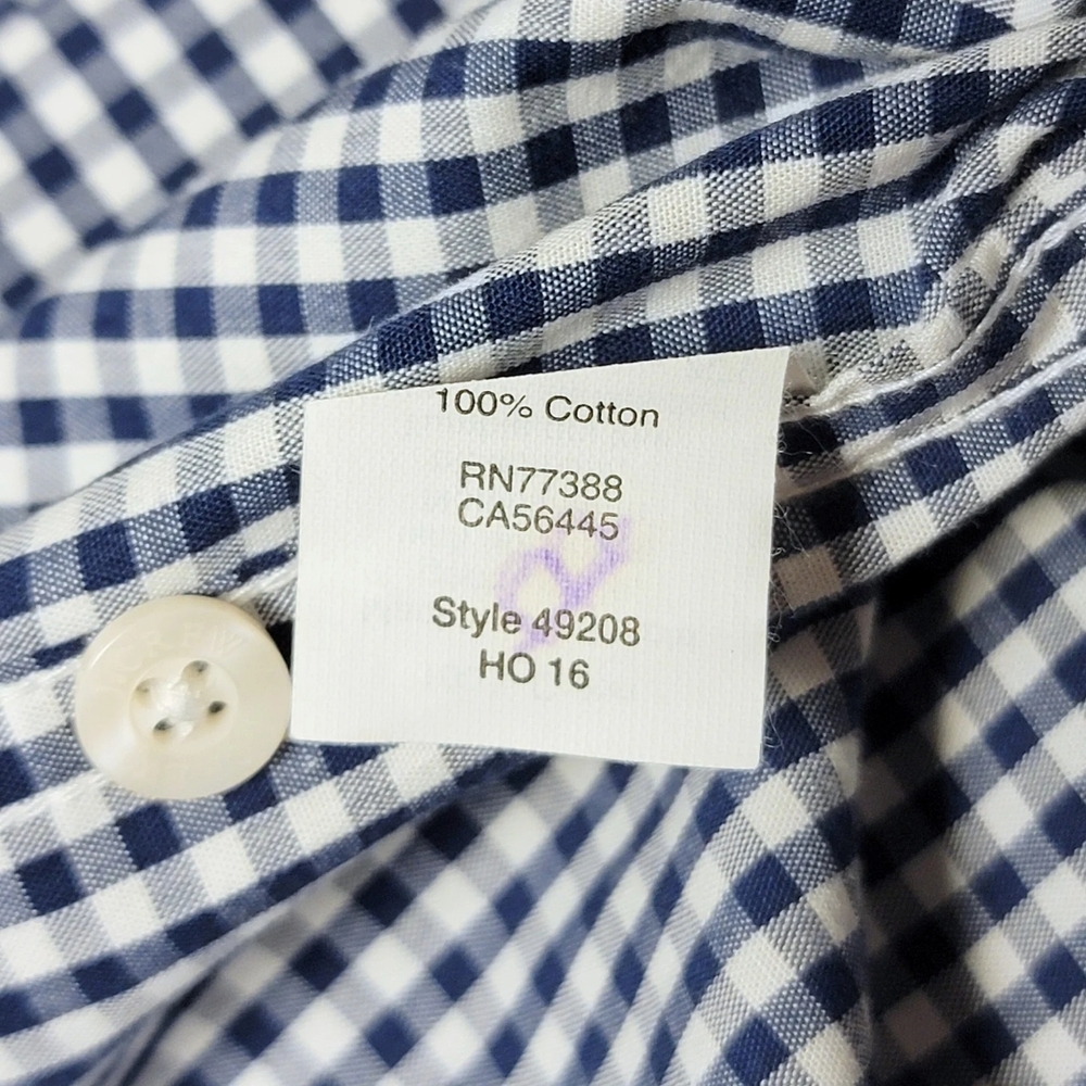 J. Crew Navy Gingham Slim Button Down Shirt L - Picture 5 of 6